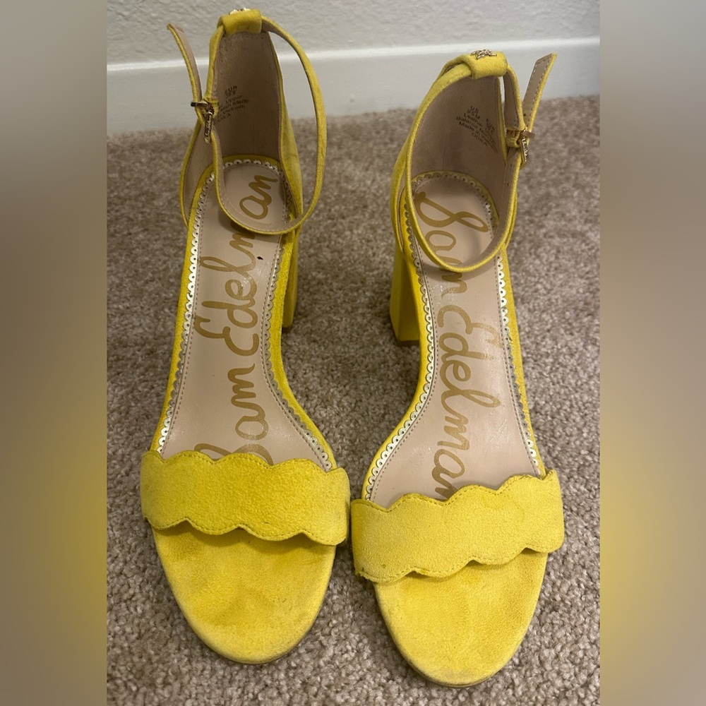 Sam Edelman Yellow Scalloped Heels